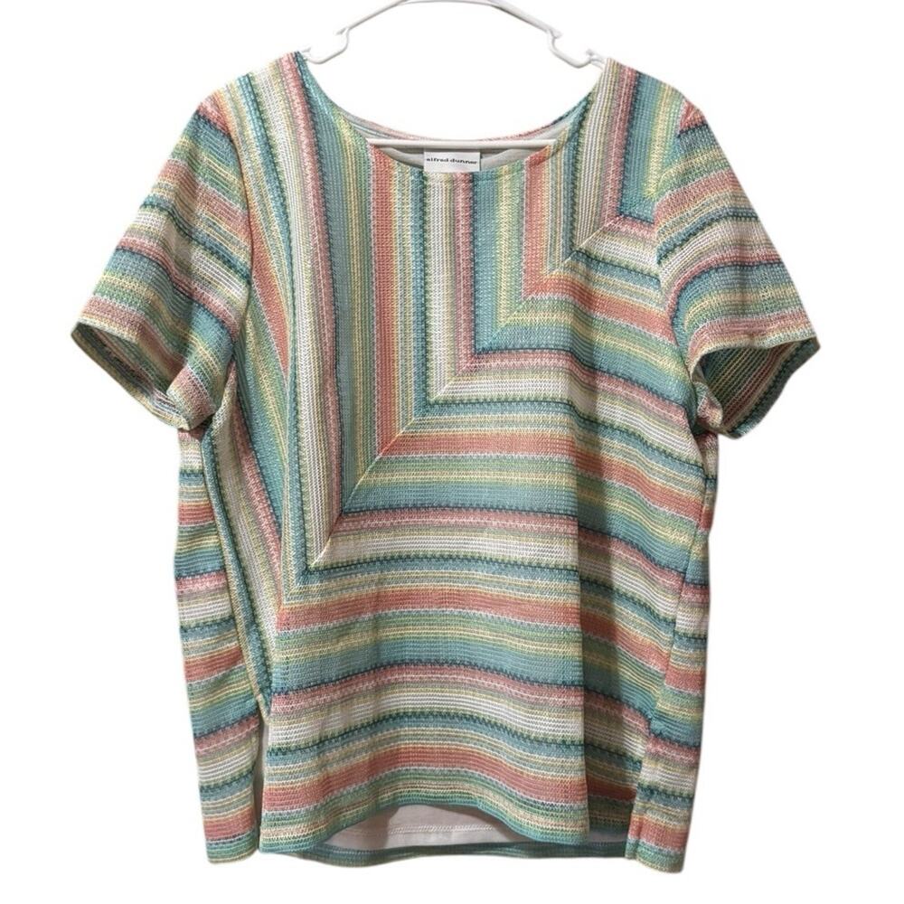 Alfred Dunner Women Size XL Lightweight Knit Blouse Lined Polyester Colorful
